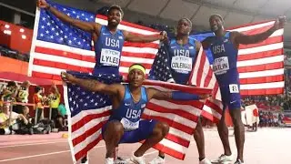 USA wins mens 4&times;100 relay gold , 2019 Doha