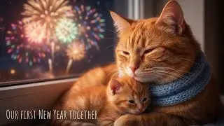 Mama Cat & Kitten Celebrate New Year 2026 Together 🐾