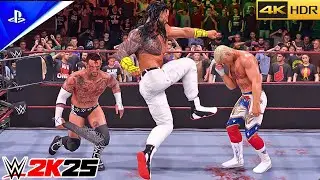 WWE 2K25 - Роман Рейнс против Си Эм Панка против Коди Роудса - Полный матч по правилам Экстремаль...