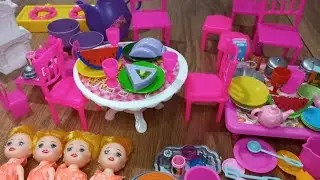 10 Minutes Satisfying with Unboxing Barbie Doll Pink Kitchen Play set | Toys Review | ASMR 