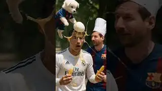 A puppy Break an egg on Ronaldo's head #ronaldo #messi #shorts #trending #viral #football