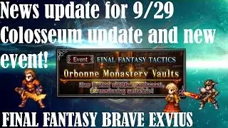 [FFBE Global]  News update for 9/29 New colosseum levels and 6 star awakening materials!