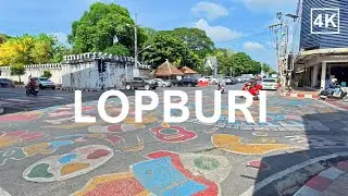 Slow Walking Tour of Lopburi 4K🇹🇭 Monkeys, Temples & Street Life