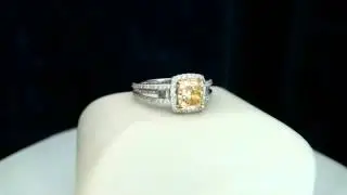 FANCY YELLOW DIAMOND RING 2.26ct CUSHION 100% NATURAL DIAMONDS APPRAISED@16,000