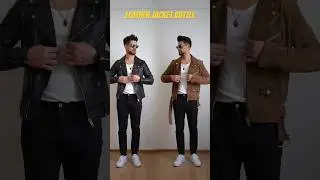 Leather Jacket Battle | Black vs Brown 🕶️🔥 #jackets #leatherjacket #outfitbattle #menstyle #men