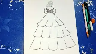 How To Draw A Cute Girl In Beautiful Dress 👗। step By Step Drawing For Begginer 🥰। Girl Drawing 🥰