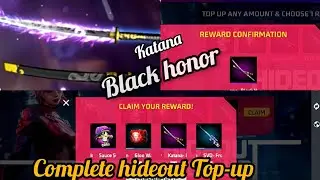KATANA-BLACK HONOR HIDEOUT TOP-UP EVENT CLAIM||GLOO WALL, BACKPACK AND SVD GUN#ffmax#hideout#katana