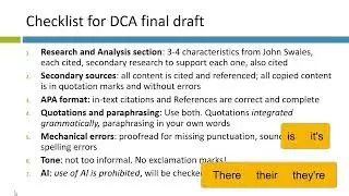 COMM 202 Week 6: revising the DCA