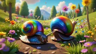 Six Rainbow Snails Slide in Line | Color Song for Kids | Counting & Movement Nursery Rhyme