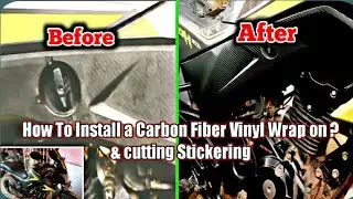 How To Install ❤️a Carbon Fiber Vinyli Wrap On ? & Cutting Stickering 🙏🙏🙏💐#craft #stickering