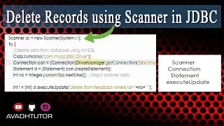 jdbc mysql delete record using scanner class | jdbc mysql delete example | jdbc in java