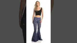 Teeki Blue Great Star Nation Bell Bottom Yoga Pants | SwimOutlet.com