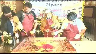 Sandesh Nagaraj (Owner at Sandesh The Prince) Celebrating Cake Mixing Ceremony with Darshan (D Boss)