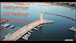 CRETE - GREECE : Rethymnon the old harbour (DRONE)