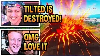 Tfue & Ninja React To VOLCANO *DESTROYING* TILTED + RETAIL!