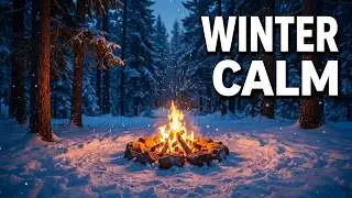 Relaxing Winter Campfire Outside ❄️🔥 Natural Ambience for Sleep & Meditation