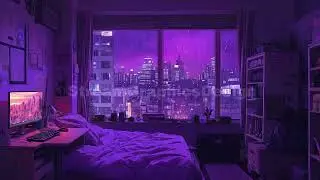 Animated Background | Tokyo Lofi Cozy Bedroom | Rain Ambiance | Twitch, VTuber, Stream, Loop
