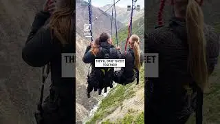 Best friends try world's biggest canyon swing 😲          🎥: Instagram / livkennaa