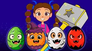 Spooky Surprise Eggs 👻 Halloween Kids Songs | Nick and Poli Cartoons