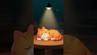 A Chubby Orange Cartoon Jazz Cat Lying on the Table with a Mischievous Look 😼🐱🎷