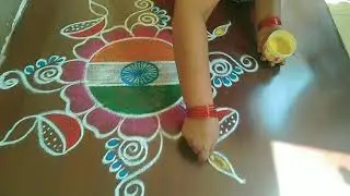 Freehand Happy Independence Day Rangoli Kolam/ Easy Muggulu/Simple Rangoli/Creative Festival Rangoli