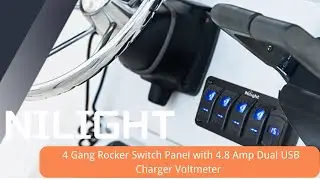 Nilight 4 Gang Rocker Switch Panel + Dual USB (4.8A) + Voltmeter | Waterproof 12V/24V Install & Demo
