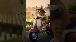 #cat driving scooter # Butterfly 🦋 flying