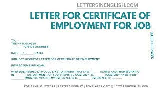 Request Letter for Certificate of Employment for Job Application | Sample Request Letter Format