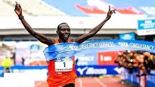 De winnaar van de Amsterdam Marathon 2018: Lawrence Cherono