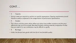 SPECIFICATION OF GOODS WORKS OR SERVICES