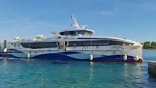 Departure of catamaran BORIK from Korčula, Croatia 30.9.2025 (TP Line)