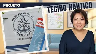 Pintura com Stencil OPA: Pano de Copa com Tema Náutico