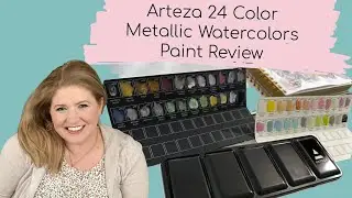 Metallic Paint Review: Arteza 24 Metallic Watercolor Paint Set! Swatches on White & Black Paper!