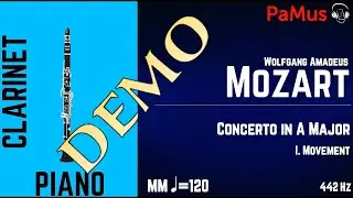 W. A. Mozart: Clarinet Concerto in A major 1st mvt Piano accompaniment 442Hz