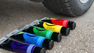 Crushing Crunchy & Soft Things by Car! Experiment Car vs Acrylic Paint