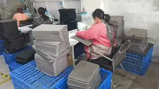 Sewing process of eva double-layer cat litter mat