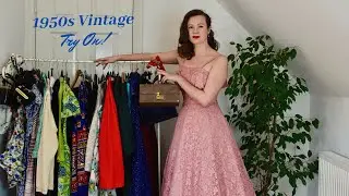 Trying on a whole rack of 1950s true vintage clothing - Closet Tour - Try-on
