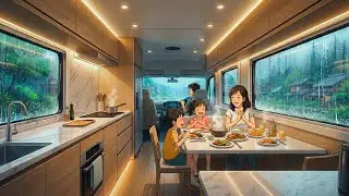 Cozy Rainy Day in a Luxury Motorhome | Autumn Forest Anime Vibes 🌧️