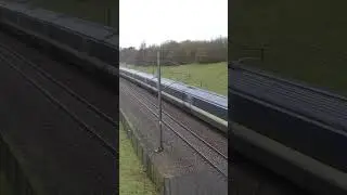 Eurostar Class 373 complete with spraying pantographs passes Lenham on its way to Paris. #class373