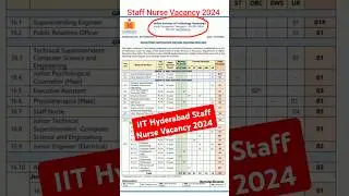 IIT Staff Nurse Vacancy 2024 | Hyderabad | IIT Nurse Vacancy 2024 #staffnurse #recruitment #shorts