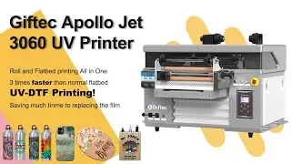 UV Flatbed and Roll 2-in-1 printer！Multifunctional UV DTF printer/sticker/bottles/leather bag/logo