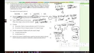 2016 LC HL Chemistry Q1:  Determine the concentration of ethanoic acid in vinegar