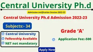 Central University PhD Admission 2022| dr hari singh gour university| PhD entrance exam 2022-23