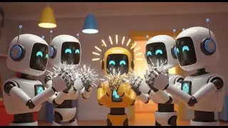 Five Little Robots Learn Shapes | Nursery Rhymes and Kids Songs