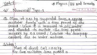 Mechanical oscillation numerical|Type-2|Unit-1|Physics BE Civil 2nd semester new course