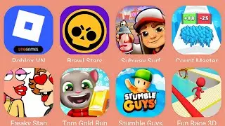 Roblox,Subway Surf,Count Master,Tom Gold Run,Freaky Stan,Brawl Stars,Fun Race 3D,Stumble Guys
