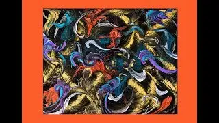 Superb Floating Metallic Ball Chain-Pulled Fluid Acrylic Abstract Art #6082-10.24.19