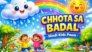 Chhota Sa Badal 🌧️ | Hindi Kids Poem with Rain, Rainbow & Fun Animation