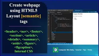 Create webpage using HTML5 semantic tags | HTML5 Layout  [ Example ] | SWPD 4311603
