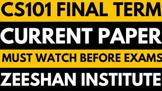 CS101 Final Term Current Original Paper 2026 | VU CS101 Final Exam Preparation